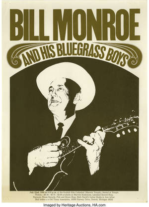 Bill Monroe 和他的 Bluegrass Boys 1966 年 7 月的音樂會海報。 — Oppo Pad 5 Pro 壁紙