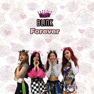 BLACKPINK成員搭配「Blink Forever」文字與紫色皇冠壁紙