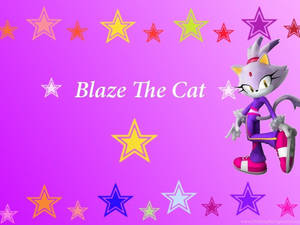 Blaze the Cat 動漫角色在紫色背景上與彩色星星擺姿勢 — 可愛貓咪 壁紙