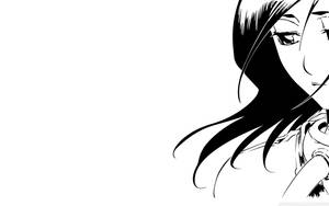 黑白極簡風格的飄逸秀髮動漫女孩。