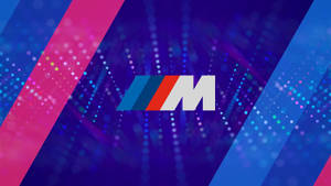 BMW M標誌在充滿活力的數位背景上發光，帶有光條和粒子效果。