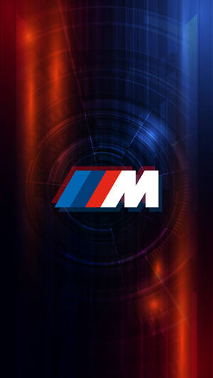 BMW M 標誌帶有紅色和藍色光條紋及圓形圖案