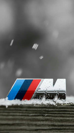 雪中的BMW M標誌，雪花飄落