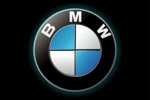 BMW 標誌，藍白四象限在黑色背景上柔和發光。