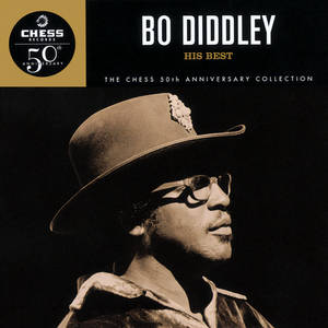 戴帽子和眼鏡的Bo Diddley在Chess Records 50週年紀念專輯封面上。 — 音樂 GIF 壁紙