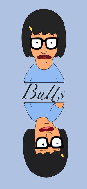 卡通角色中間垂直分割，帶有「Butts」字樣。