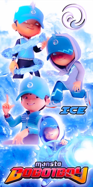 來自 Monsta Boboiboy 的四個冰主題動畫角色以動態姿勢呈現。