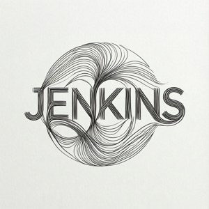 風格化的黑色文字 Jenkins 在紋理米白色背景上呈現流動的線條藝術漩渦。 — Huawei nova Flip S 壁紙