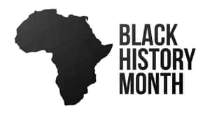 包含非洲地圖和粗體文字的 Black History Month 圖形。 — 黑色 壁紙