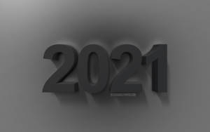 在漸變灰色背景上以深灰色呈現的極簡3D渲染年份2021。