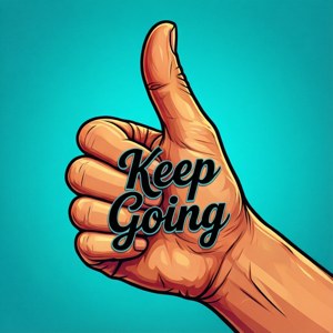 插圖手豎起大拇指，帶有「Keep Going」文字 — Tecno Phantom V Flip2 壁紙