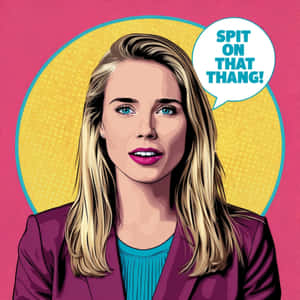 普普藝術插圖，描繪一位金髮粉紅嘴唇的女性說「SPIT ON THAT THANG!」。 — iPad 第9代 壁紙
