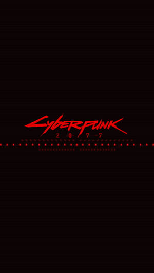 Cyberpunk 2077 紅色標誌在深色紋理背景上帶有菲林條紋設計。