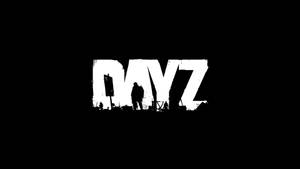 白色 DAYZ 標誌，黑色背景上有剪影人物。