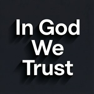 文字以粗體白色字母寫著 In God We Trust，在深色背景上帶有陰影。