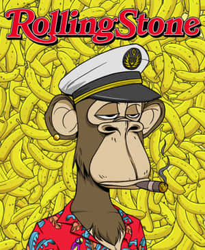 卡通猴子戴水手帽抽雪茄，被香蕉環繞，並有Rolling Stone標誌。