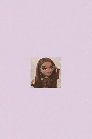 一個長髮戴眼鏡的娃娃，在薰衣草背景前。 — Bratz風格 壁紙