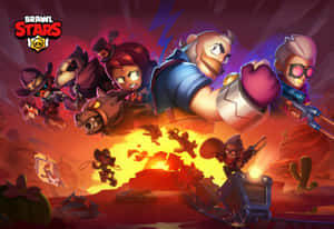 Brawl Stars 角色在沙漠中戰鬥，伴有爆炸和仙人掌。