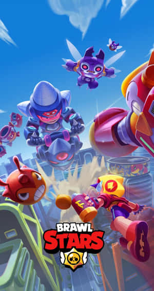 Brawl Stars 角色在城市天際線上進行空中戰鬥。