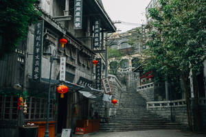 青磚中式街景壁紙