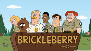 Brickleberry 卡通角色穿著森林制服站在木製標誌後面。 — 森林 壁紙