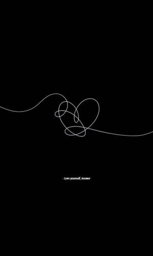 黑色背景上的白色線條心形，附有文字 Love yourself Answer — 愛就是愛 壁紙