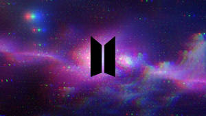 BTS標誌漂浮在色彩繽紛的星空星系中。