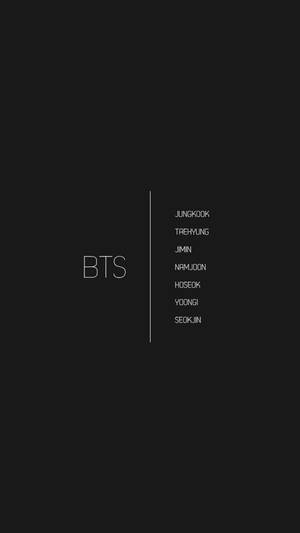 黑色背景，白色文字列出BTS成員和團體名稱。