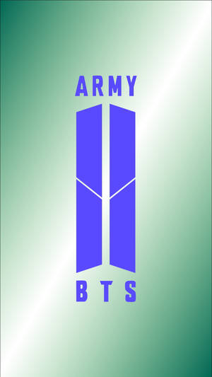 BTS標誌帶有ARMY文字，置於綠色漸變背景上 — BTS標誌 壁紙