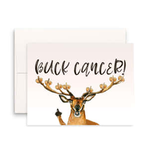卡通鹿以手形鹿角豎起中指，附有文字 buck cancer