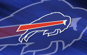 水牛城比爾 NFL 球隊標誌，藍色背景上帶有充電水牛設計。