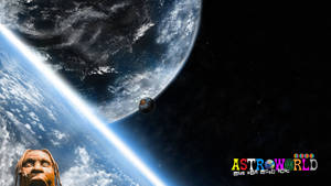巨大的外星人頭部從太空看著地球，附近有一個小衛星。