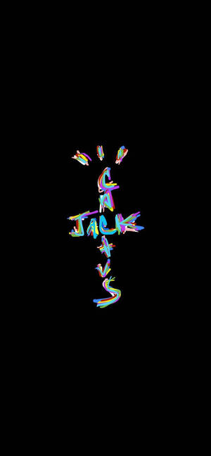 霓虹彩虹文字 Jack & V'S 在黑色背景上發光