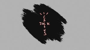 灰色背景上的黑色筆觸與發光紅色仙人掌文字