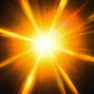 明亮的金色光芒以星爆圖案向外輻射。