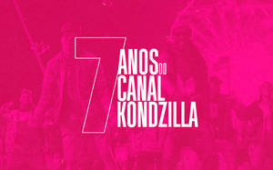 粉紅色圖形以人群背景慶祝 Kondzilla 頻道七週年。