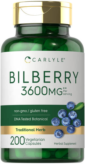 Carlyle 越橘 3600mg 草本補充劑綠色瓶，200 粒素食膠囊。