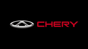 Chery 汽車標誌，黑色背景上帶有銀色徽章和紅色文字。 — 酷車 壁紙