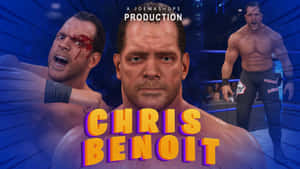 摔角手Chris Benoit在摔角擂台上，臉上帶血，表情激烈。 — 火影忍者海報 壁紙