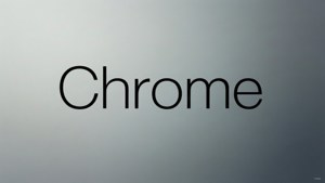 灰色漸變背景上的黑色文字「Chrome」