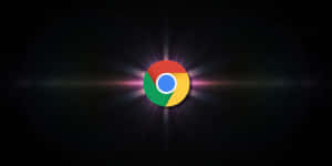 Chrome 瀏覽器標誌在黑色背景上發出彩色光芒