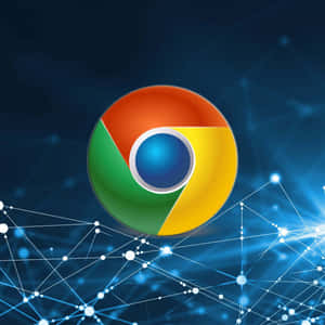 Chrome 瀏覽器標誌被發光的數碼網絡線條包圍。