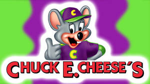 Chuck E. Cheese 吉祥物在紫色和綠色中豎起大拇指。 — Cia標誌 壁紙