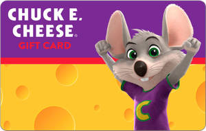 Chuck E. Cheese禮品卡，上面有身穿紫色襯衫的吉祥物和芝士背景。 — 可愛聖誕風格 壁紙