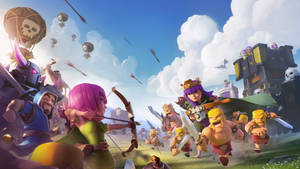 Clash of Clans 角色喺陽光普照嘅草地上戰鬥。 — 遊戲 壁紙