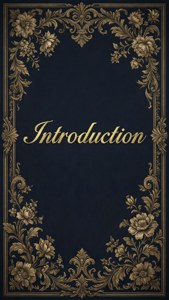 深藍色書封，帶有金色花卉邊框，並以草書寫上「Introduction」
