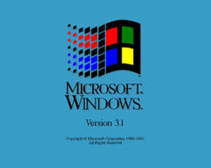 Microsoft Windows 3.1 標誌，藍色背景，附有版權文字。