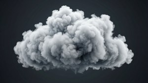 一朵細節豐富的蓬鬆雲朵，在深色背景上帶有柔和光線。