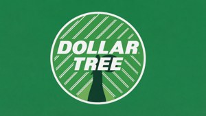 Dollar Tree零售標誌，綠色背景，圓圈內有白色文字