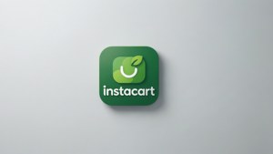 灰色背景上帶有葉子標誌的Instacart應用程式圖示